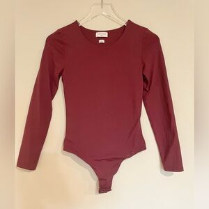 Aritzia Contour Burgundy Long Sleeve Bodysuit